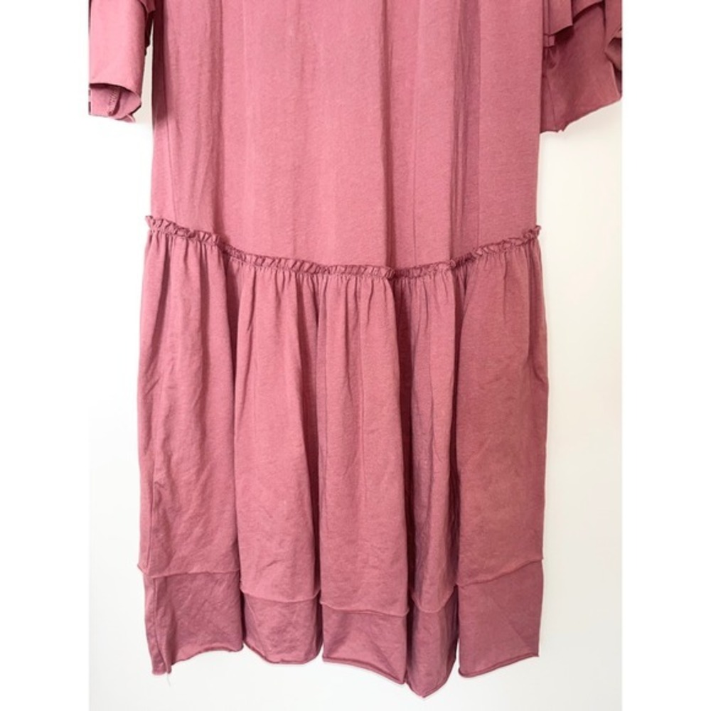 Zara NWT Trafaluc Mauve Pink Tiered‎ Ruffle Sleeve Drop Waist Midi Dress | Small - Picture 12 of 12